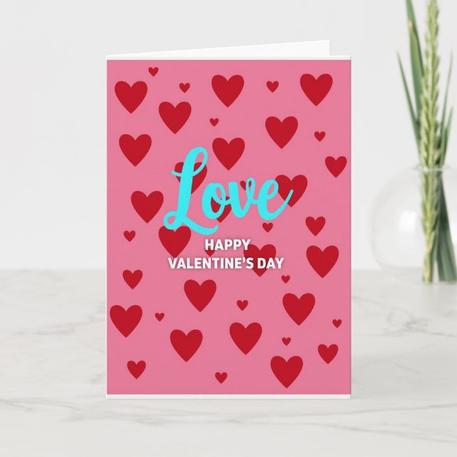 Pink Sweet Modern Valentines Love Card (Front)