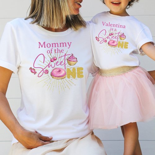 Pink Sweet One Girls 1st Birthday Mommy Matching T_Shirt