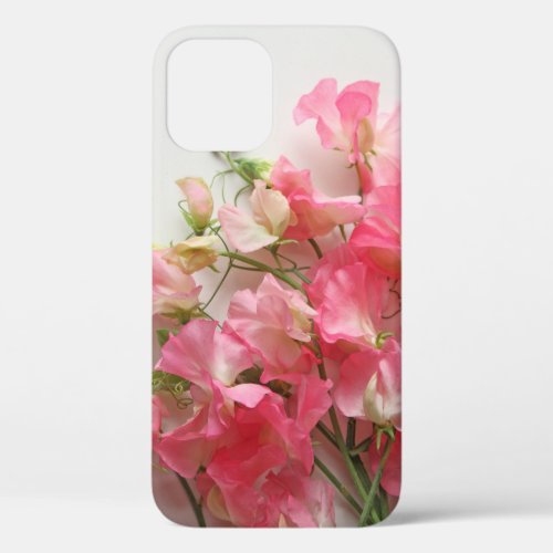 Pink sweet pea bouquet iPhone 12 pro case