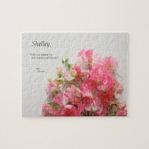 Pink sweet pea bouquet jigsaw puzzle