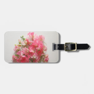 Pink sweet pea bouquet luggage tag