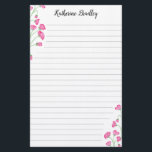 Pink Sweet Pea Floral Add Names Lined Stationery<br><div class="desc">Pretty lined stationery with pink sweet pea flowers and pale gray lines. Add your name in a charming script at the top of the personalized floral stationery. Great gift for a woman who loves writing letters by hand!</div>