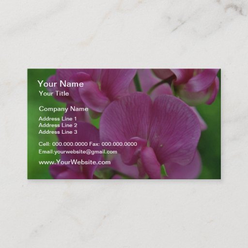 Customizable Pink Sweet Pea flowers Business Cards