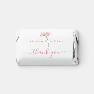 Pink Sweet Pea Flowers - Wedding Thank You  Hershe Hershey's Miniatures