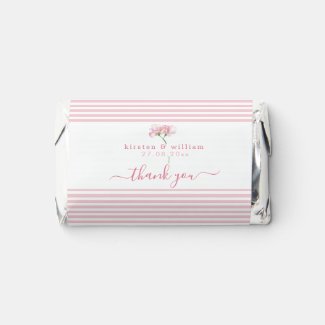 Pink Sweet Pea Flowers - Wedding Thank You  Hershey's Miniatures