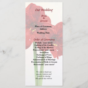 Pink Sweet Pea Heart Wedding Program