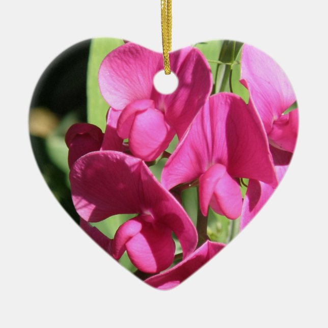Pink Sweet Pea Ornament (Front)