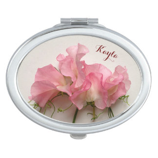 Pink sweet peas close up compact mirror