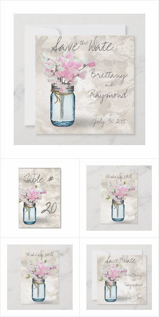 Pink Sweet Peas Mason Jar Wedding