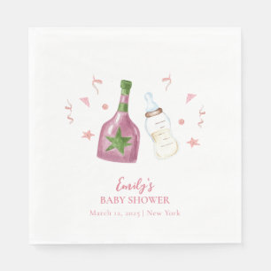 Pink Sweet Poppin Champagne Bottles Baby Shower Napkins
