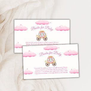 Pink Sweet Princess Carriage Books Baby Shower Enclosure Card