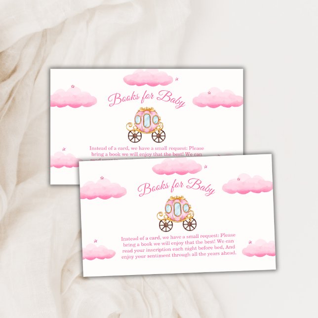 Pink Sweet Princess Carriage Books Baby Shower  Enclosure Card (Pink Sweet Princess Carriage Books Baby Shower Enclosure Card)