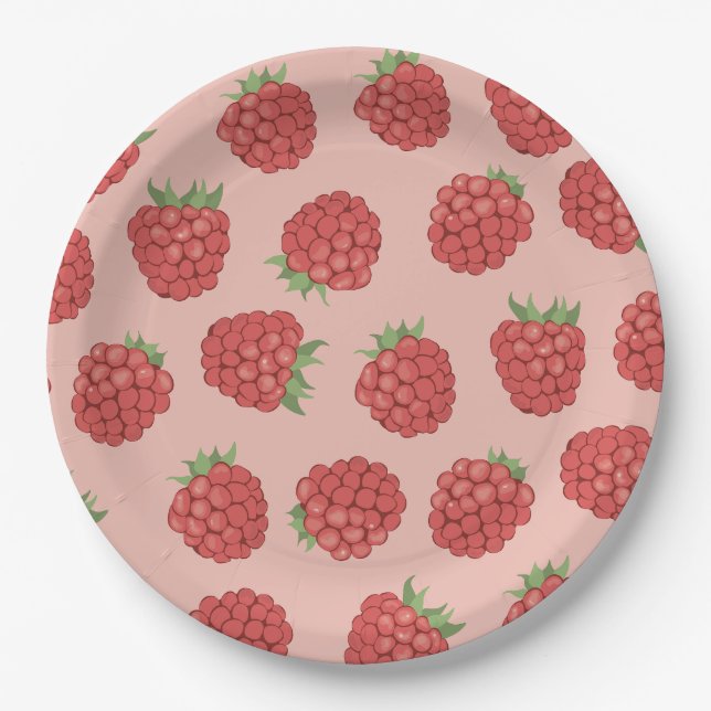 pink sweet raspberry paper plates (Front)