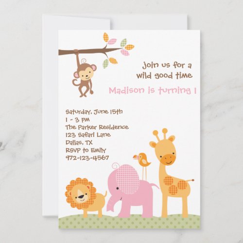 Pink Sweet Safari Invitations
