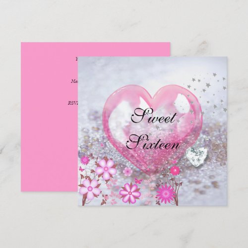 Pink SWEET SIXTEEN 16th Birthday Party Personalized Announcement