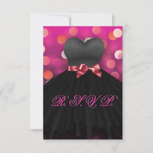 Pink Sweet Sixteen Black Dress Birthday RSVP