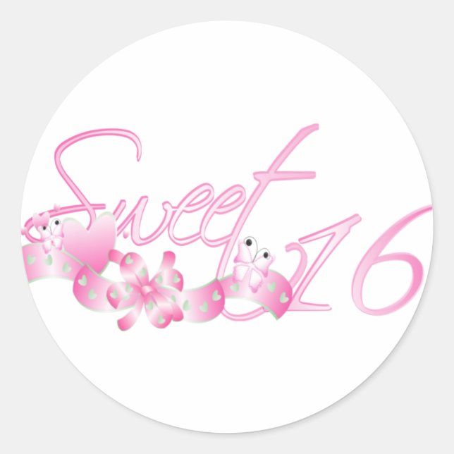 Pink Sweet Sixteen Sticker (Front)