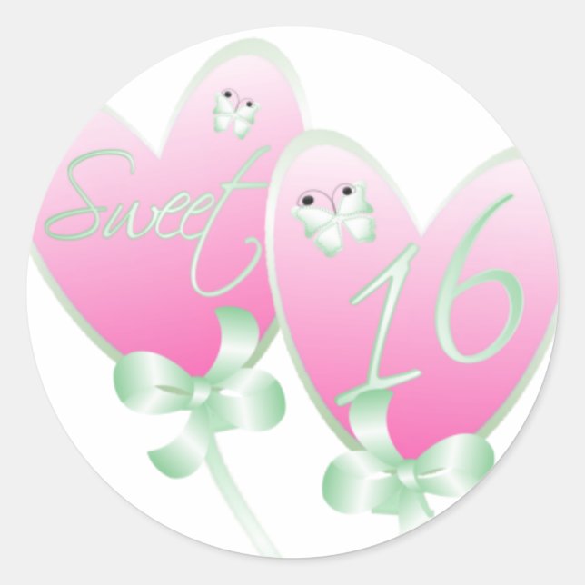 Pink Sweet Sixteen Sticker (Front)