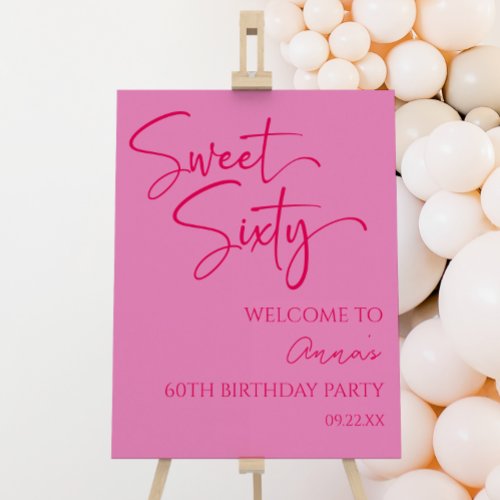 Pink Sweet Sixty 60th Birthday Party Welcome Sign