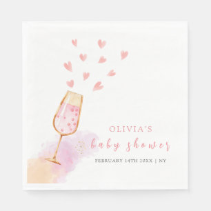 Pink Sweetheart Champagne Valentines Baby Shower Napkins