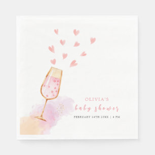Pink Sweetheart Champagne Valentines Baby Shower Napkins