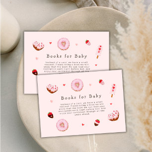 Pink Sweetheart Donuts Books For Baby Shower Enclosure Card