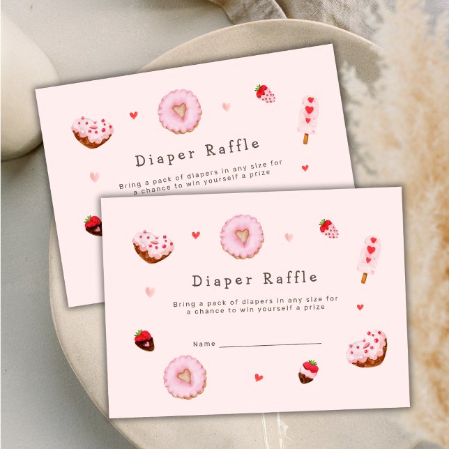 Pink Sweetheart Donuts Diaper Raffle Baby Shower Enclosure Card (Pink Sweetheart Donuts Diaper Raffle Baby Shower Enclosure Card)