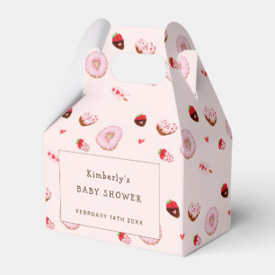 Pink Sweetheart Donuts Valentines Baby Shower Favor Boxes