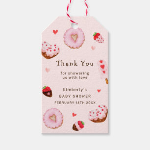 Pink Sweetheart Donuts Valentines Baby Shower Gift Tags