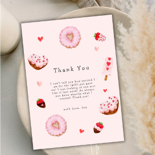 Pink Sweetheart Donuts Valentines Baby Shower Thank You Card