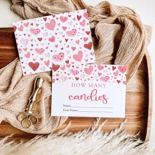 Pink Sweetheart Valentine How Many Candies Game Enclosure Card