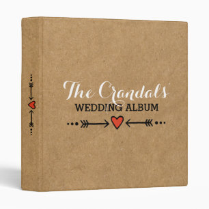 Pink Sweethearts & Arrows Rustic Country Wedding 3 Ring Binder