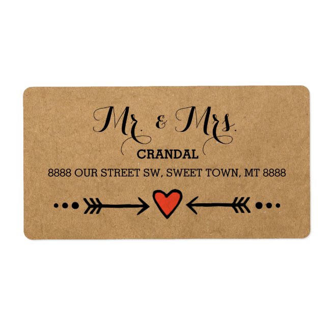 Pink Sweethearts & Arrows Rustic - Mr. & Mrs. Label (Front)