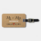 Pink Sweethearts & Arrows Rustic Surname Mr & Mrs