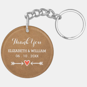 Pink Sweethearts & Arrows White Thank You Keychain