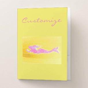 pink swimming mermaid pocket folder