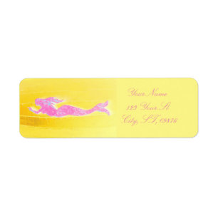 pink swimming mermaid return address label