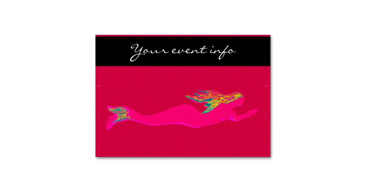 pink swimming mermaid table number | Zazzle