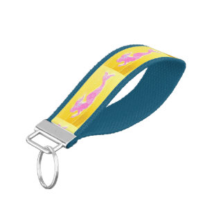 pink swimming mermaids yellow wrist keychain