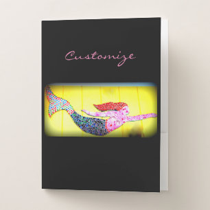 pink swimming mosaic mermaid pocket folder