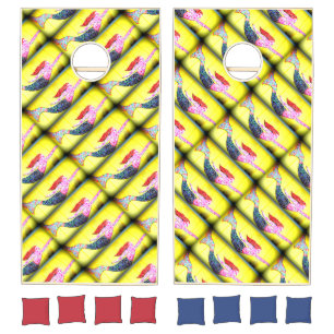 pink swimming mosaic mermaids cornhole set