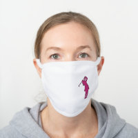Pink Swinging Lady Golfer White Cotton Face Mask