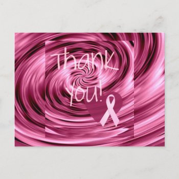 Pink Swirl Breast Cancer Thank You Postcard by sharpcreations at Zazzle