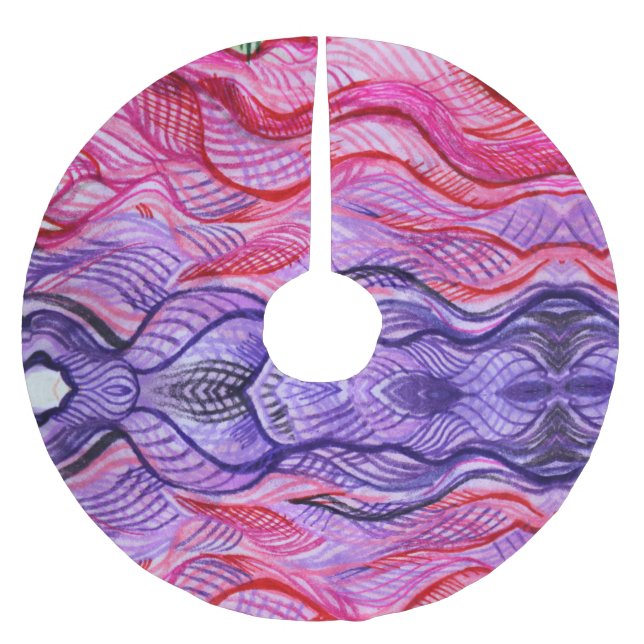 Pink Swirl Brushed Polyester Tree Skirt (Front)