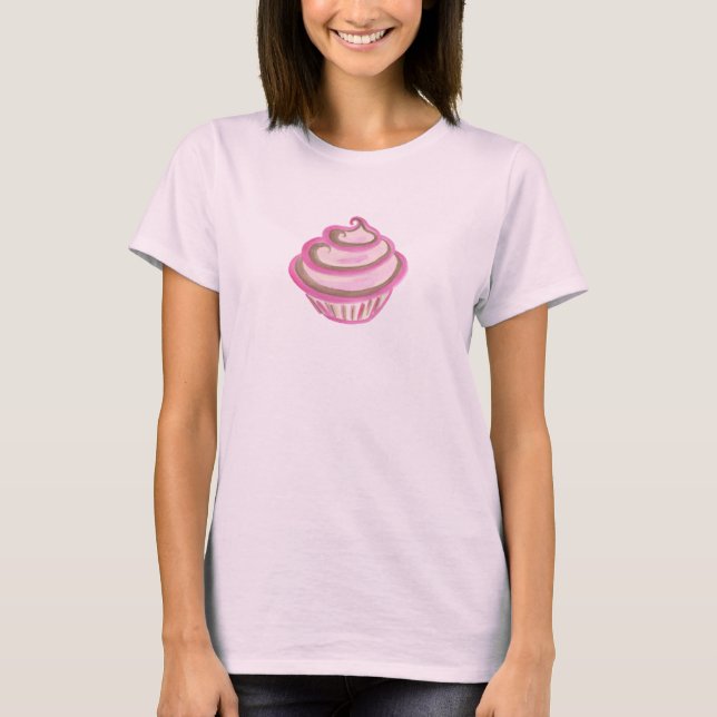 Pink Swirl Cupcake T-Shirt (Front)