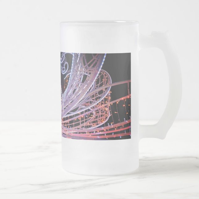 Pink swirl frosted glass beer mug (Right)