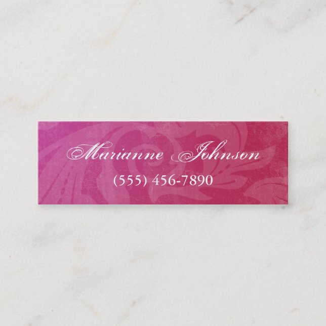 Pink Swirl Girly Grunge Skinny Profile Card (Front)