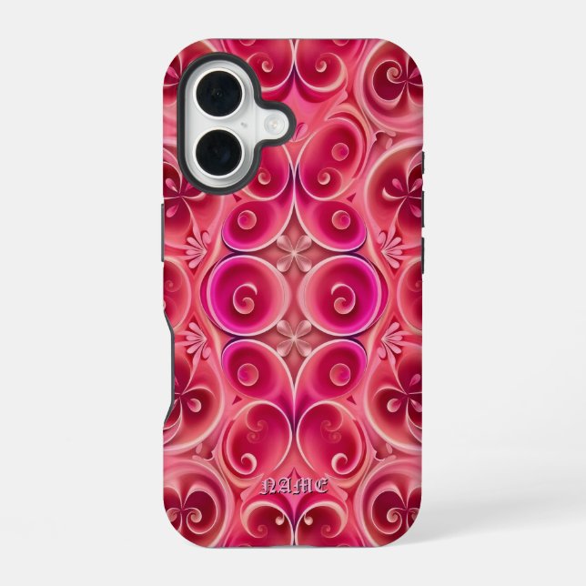 Pink Swirl Kaleidoscope Pattern Iphone Case (Back)
