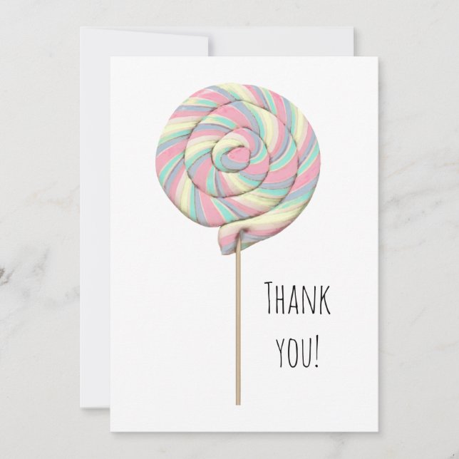 Pink Swirl Lollipop Flat Greeting Card (Front)