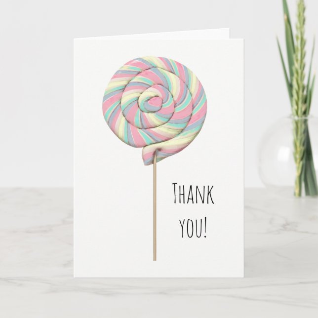 Pink Swirl Lollipop Greeting Card (Front)